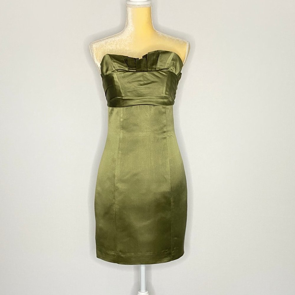 Amsale Dress Olive Green Built In Corset M